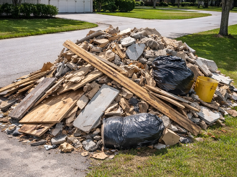 Construction debris removal by Rogers Junk Removal